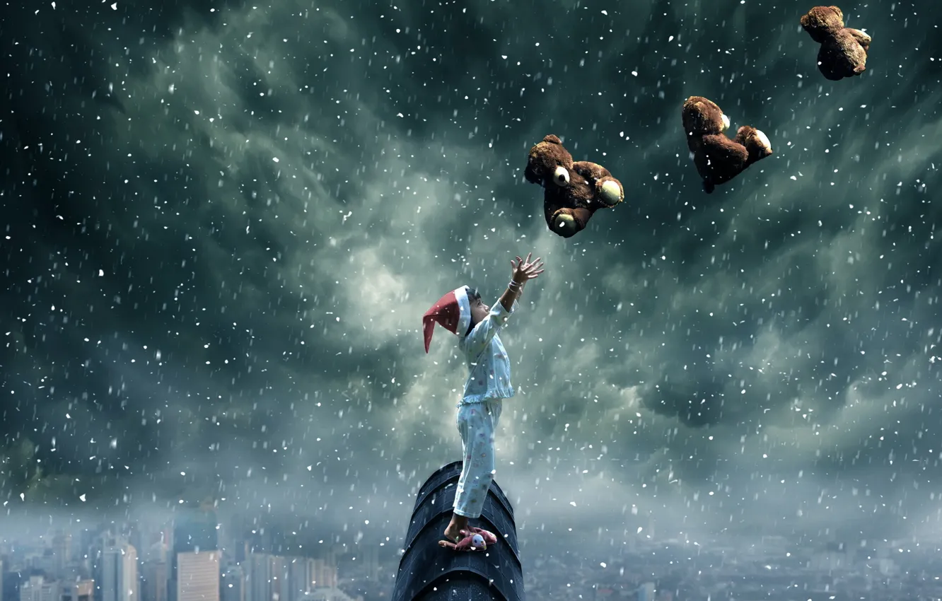 Photo wallpaper children, background, bear