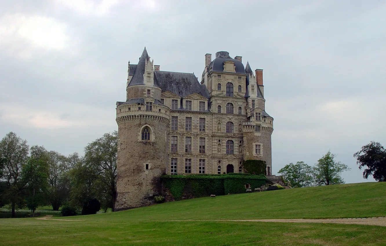 Photo wallpaper the sky, grass, castle, Brissac