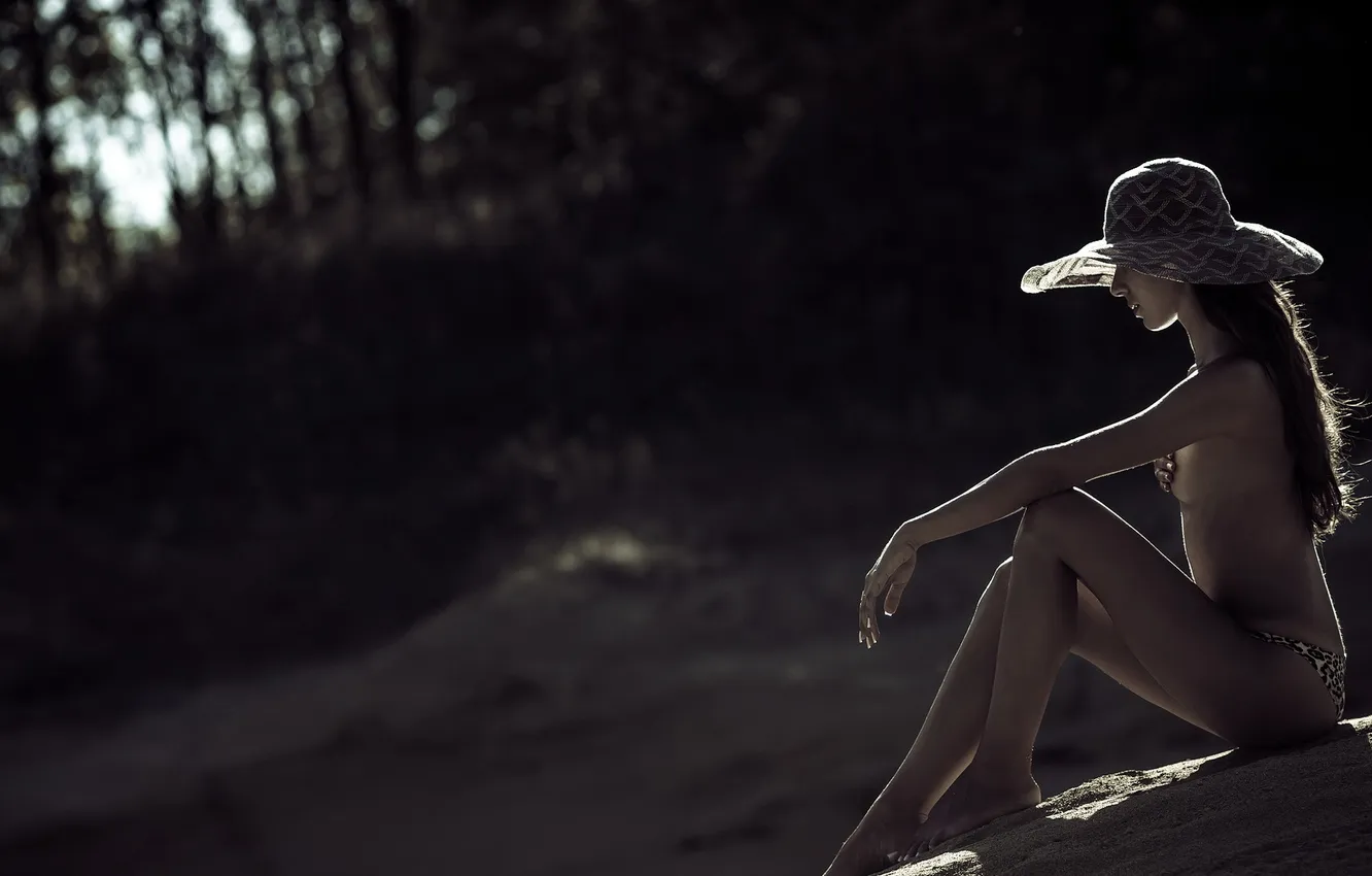 Photo wallpaper girl, background, hat