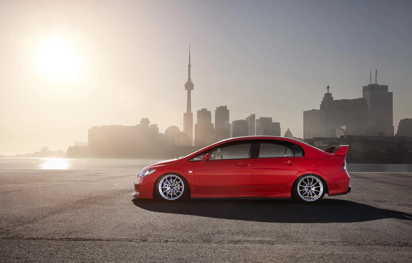 Photo wallpaper the sun, the city, tuning, Honda, Honda, Civic
