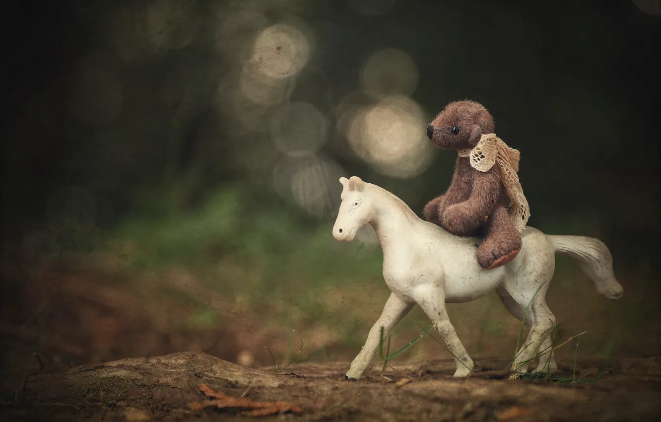 Photo wallpaper white, nature, childhood, background, horse, horse, toy, dark