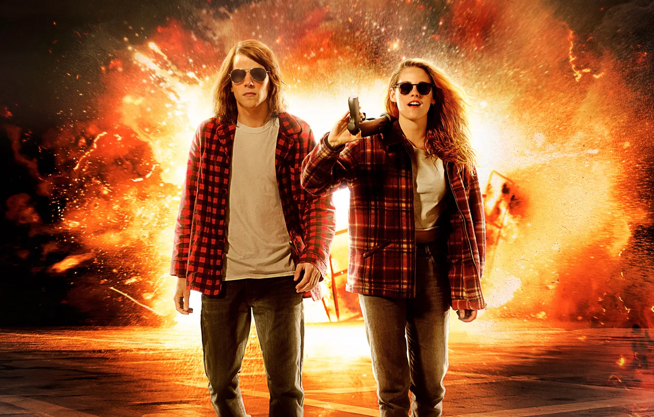 Photo wallpaper wallpaper, fire, girl, Action, Kristen Stewart, big, with, boy