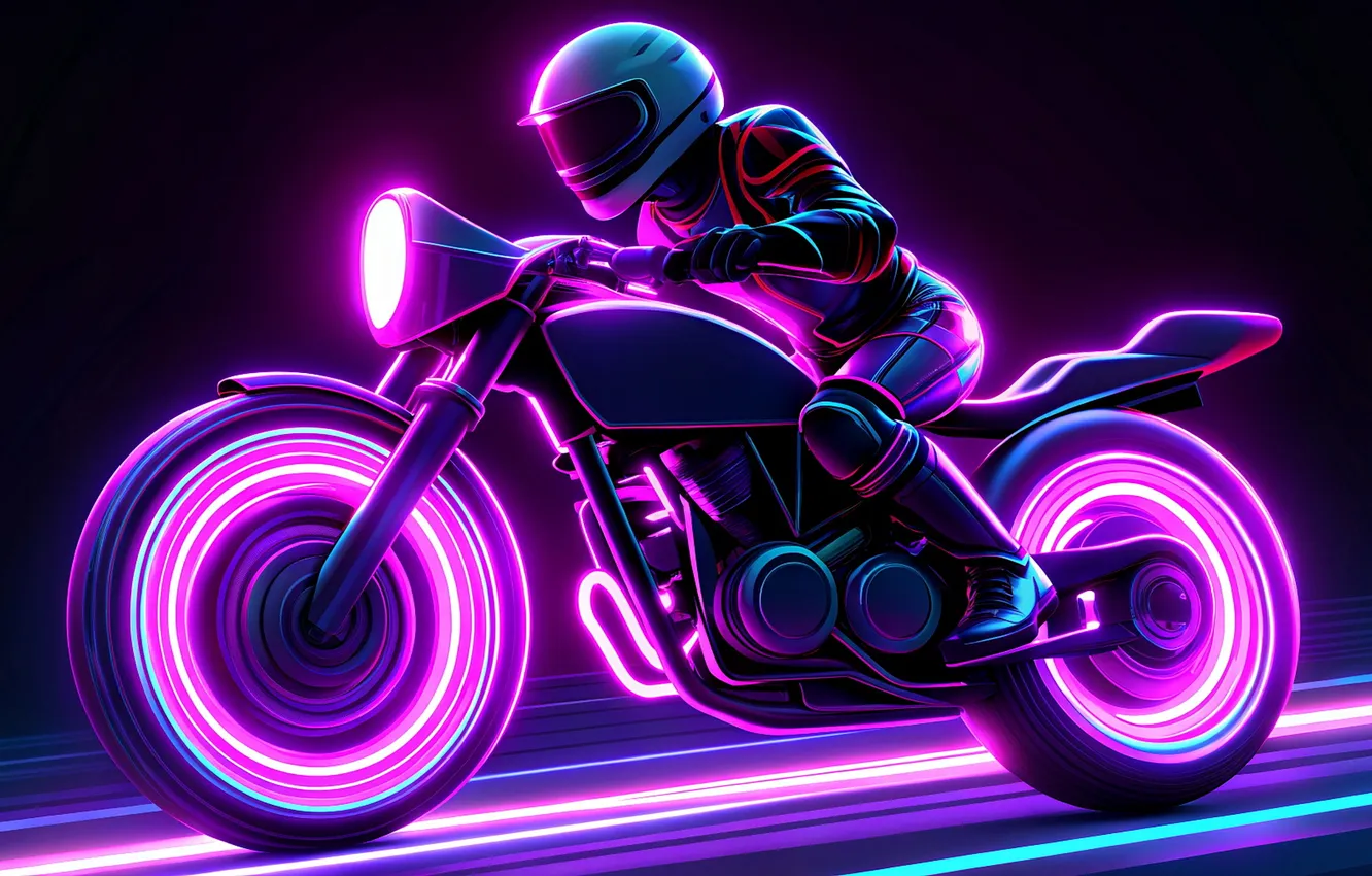 Photo wallpaper neon, neural network, renderery
