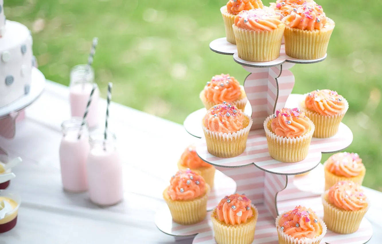 Photo wallpaper decoration, dessert, sweet, cupcakes