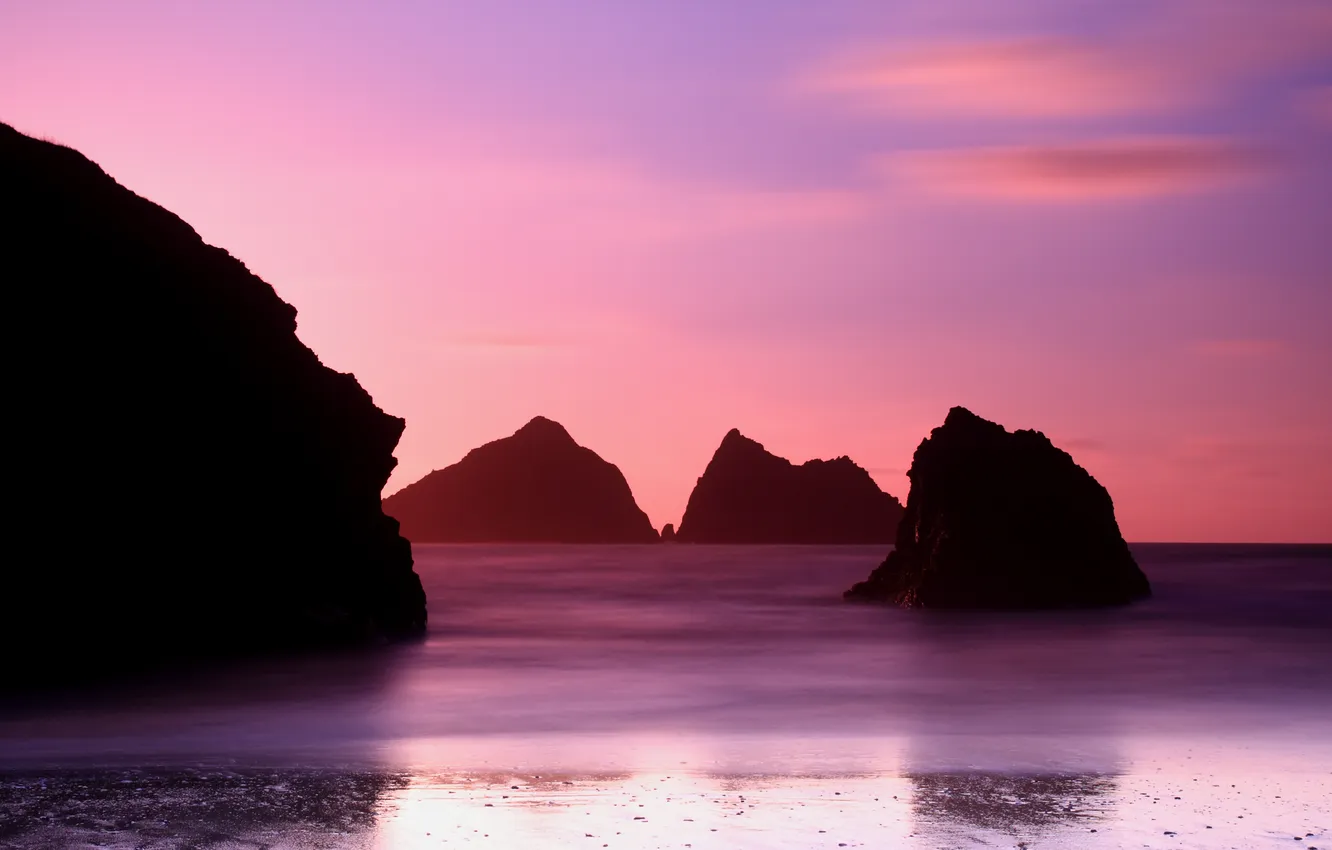 Photo wallpaper sea, the sky, water, clouds, landscape, sunset, nature, rocks