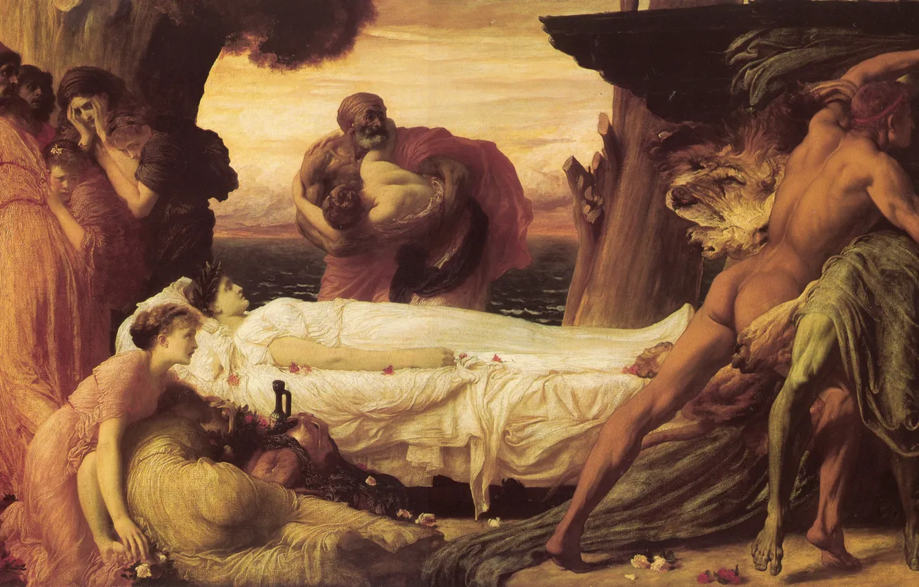 Photo wallpaper woman, dead, man, Hercules, Frederic Leighton