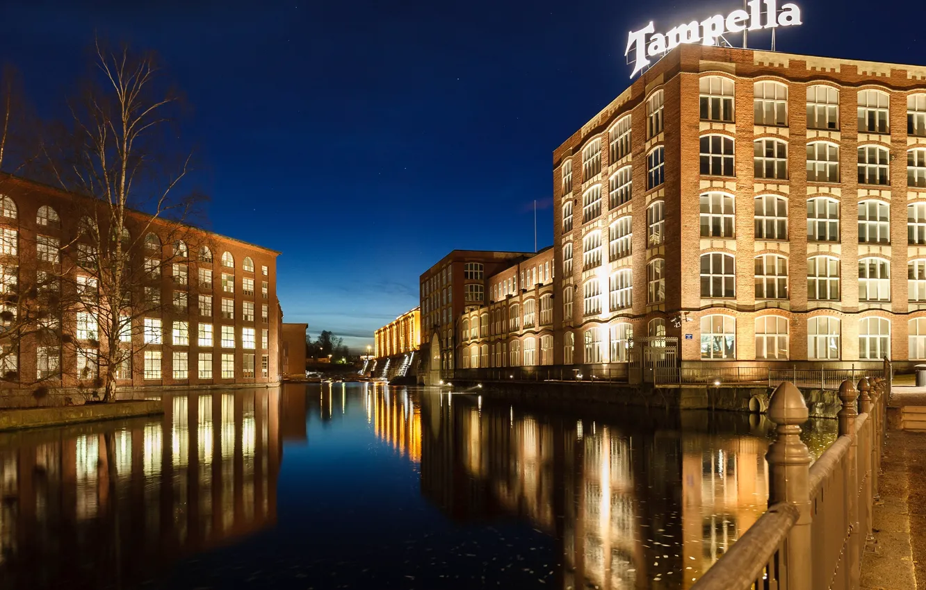 Photo wallpaper lights, the evening, Finland, Tampere
