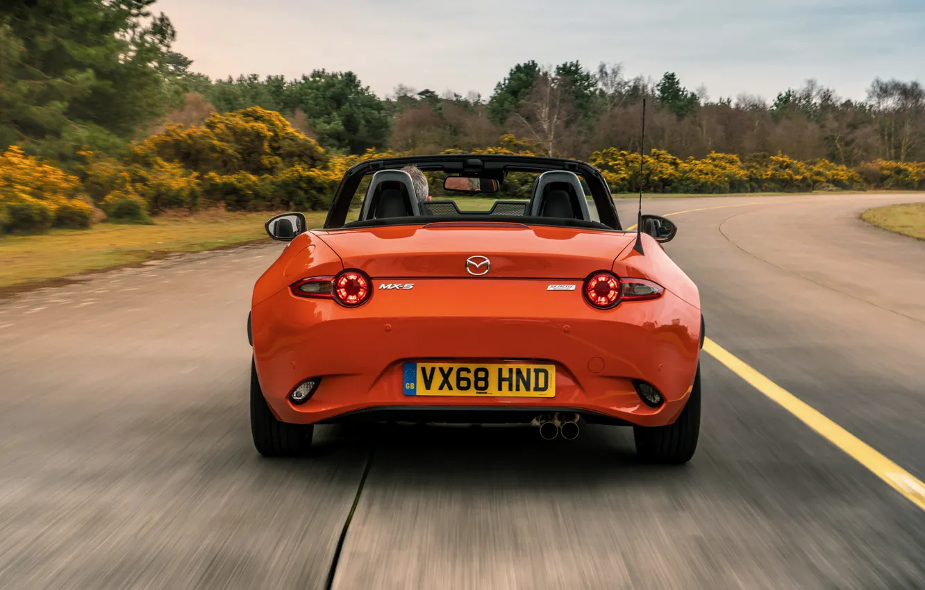 Photo wallpaper orange, Mazda, Roadster, rear view, MX-5, 30th Anniversary Edition, 2019