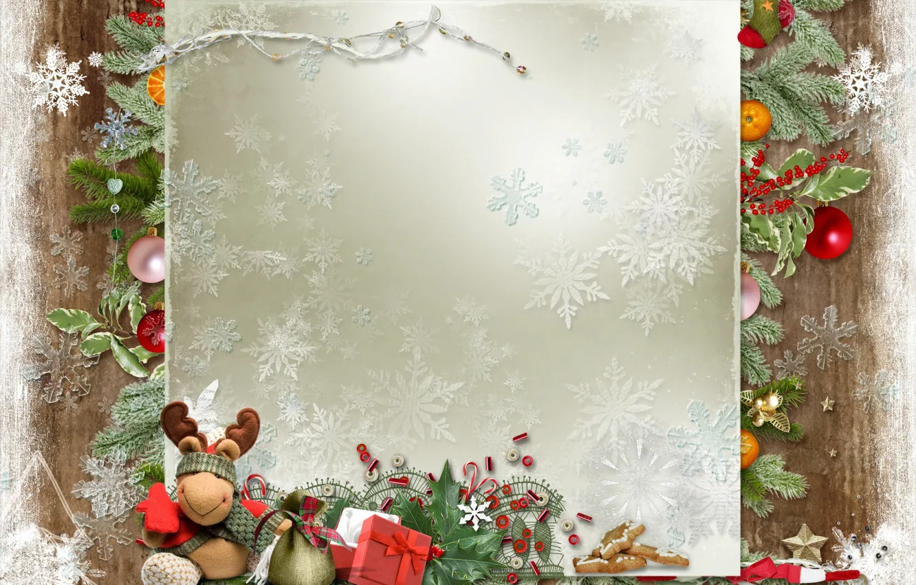 Photo wallpaper decoration, holiday, tree, Christmas, postcard, Merry Christmas, postcard, greeting