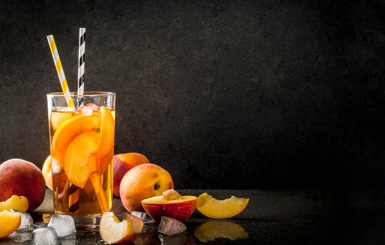 Photo wallpaper ice, glasses, drink, peach