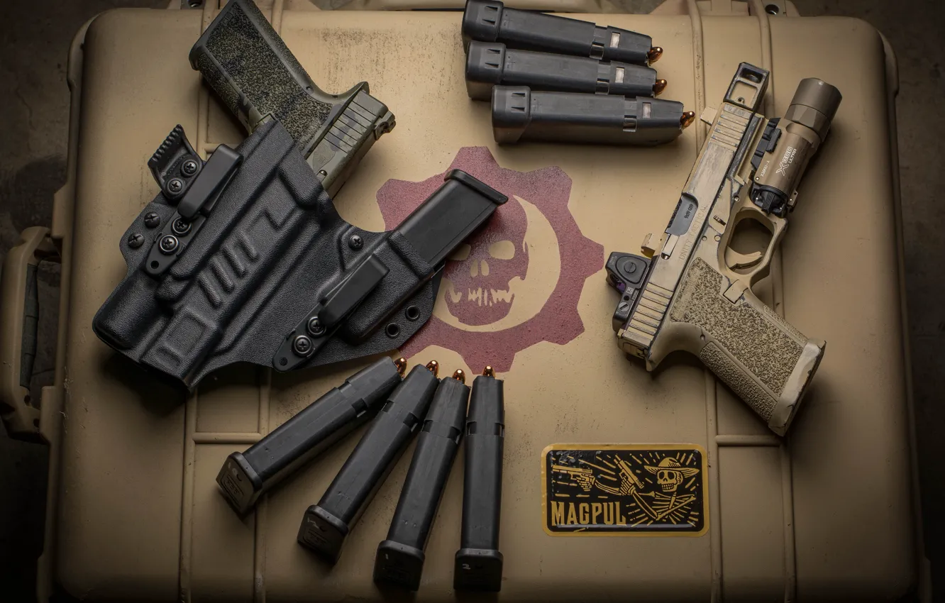 Photo wallpaper gun, weapons, pair, holster, case
