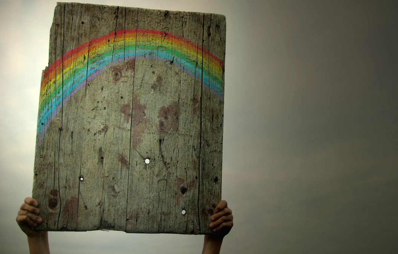 Photo wallpaper the sky, rainbow, plate
