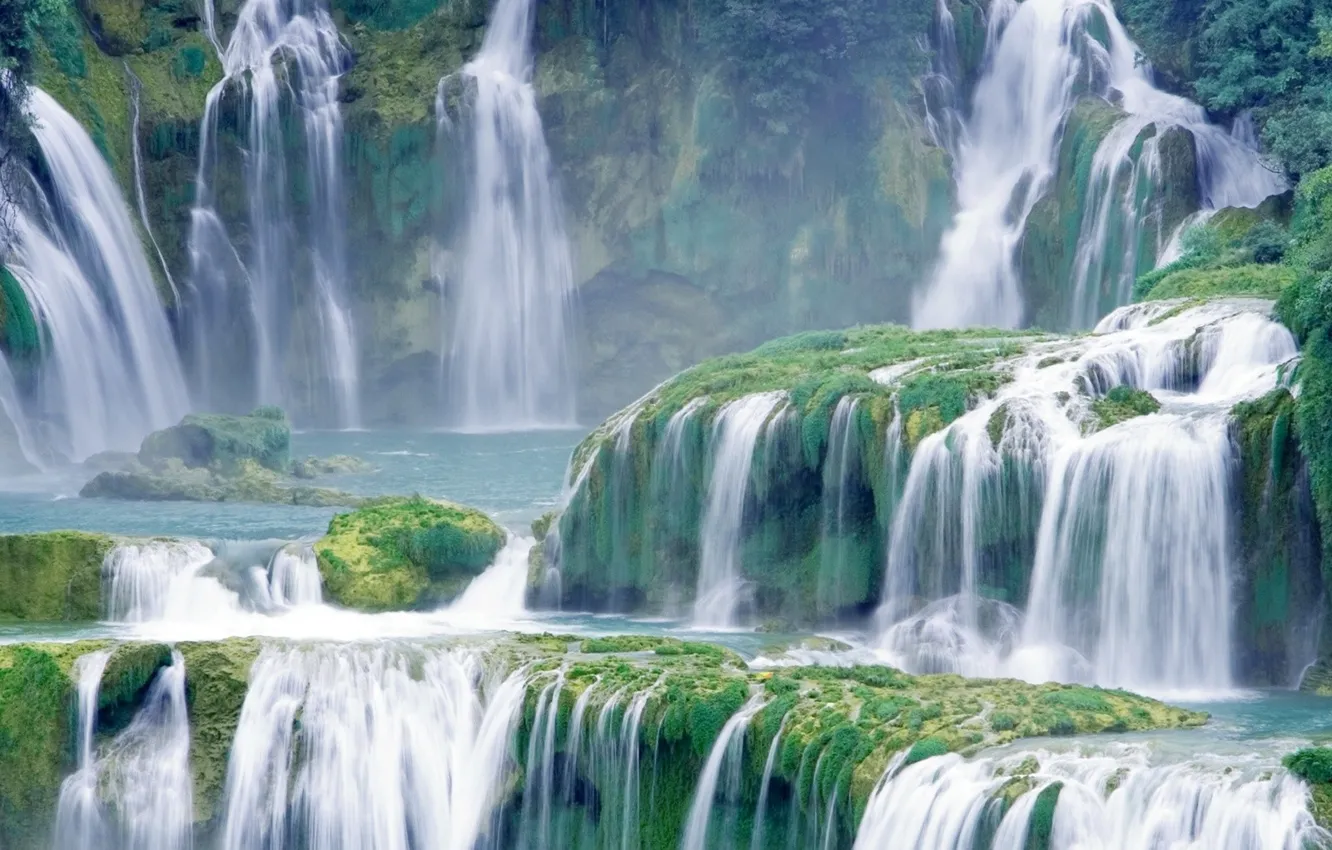 Photo wallpaper landscape, waterfall, cascade