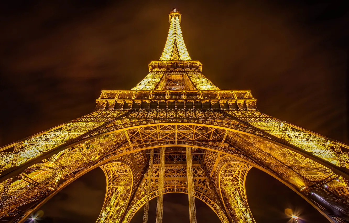 Photo wallpaper night, France, Paris, Eiffel tower, Eiffel Tower