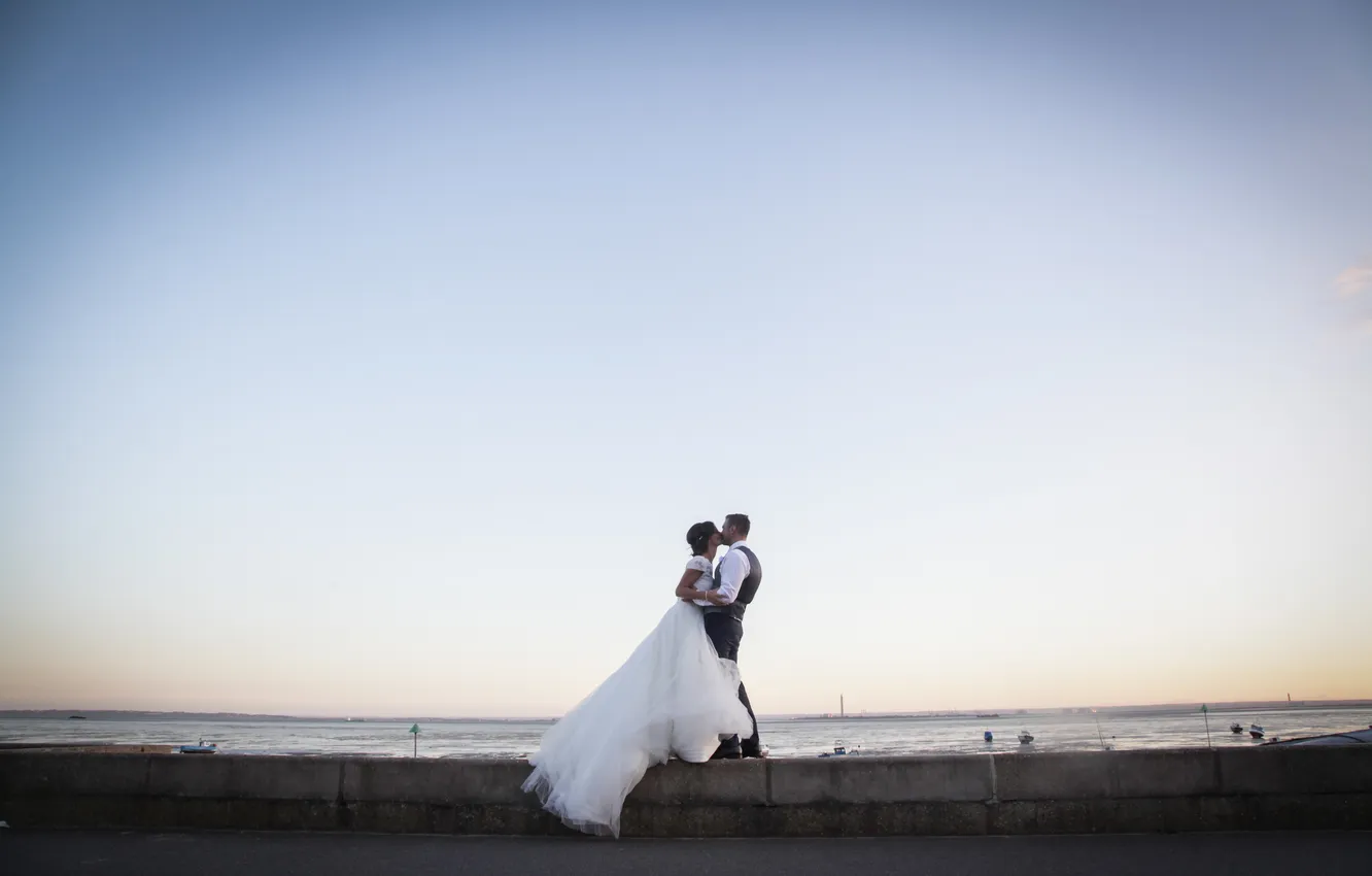 Photo wallpaper costume, the bride, white dress, the groom