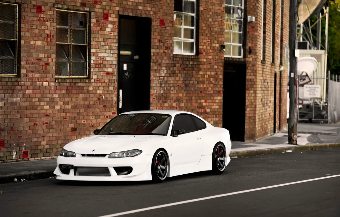 Photo wallpaper S15, Silvia, Nissan, white, front, PEOPLE
