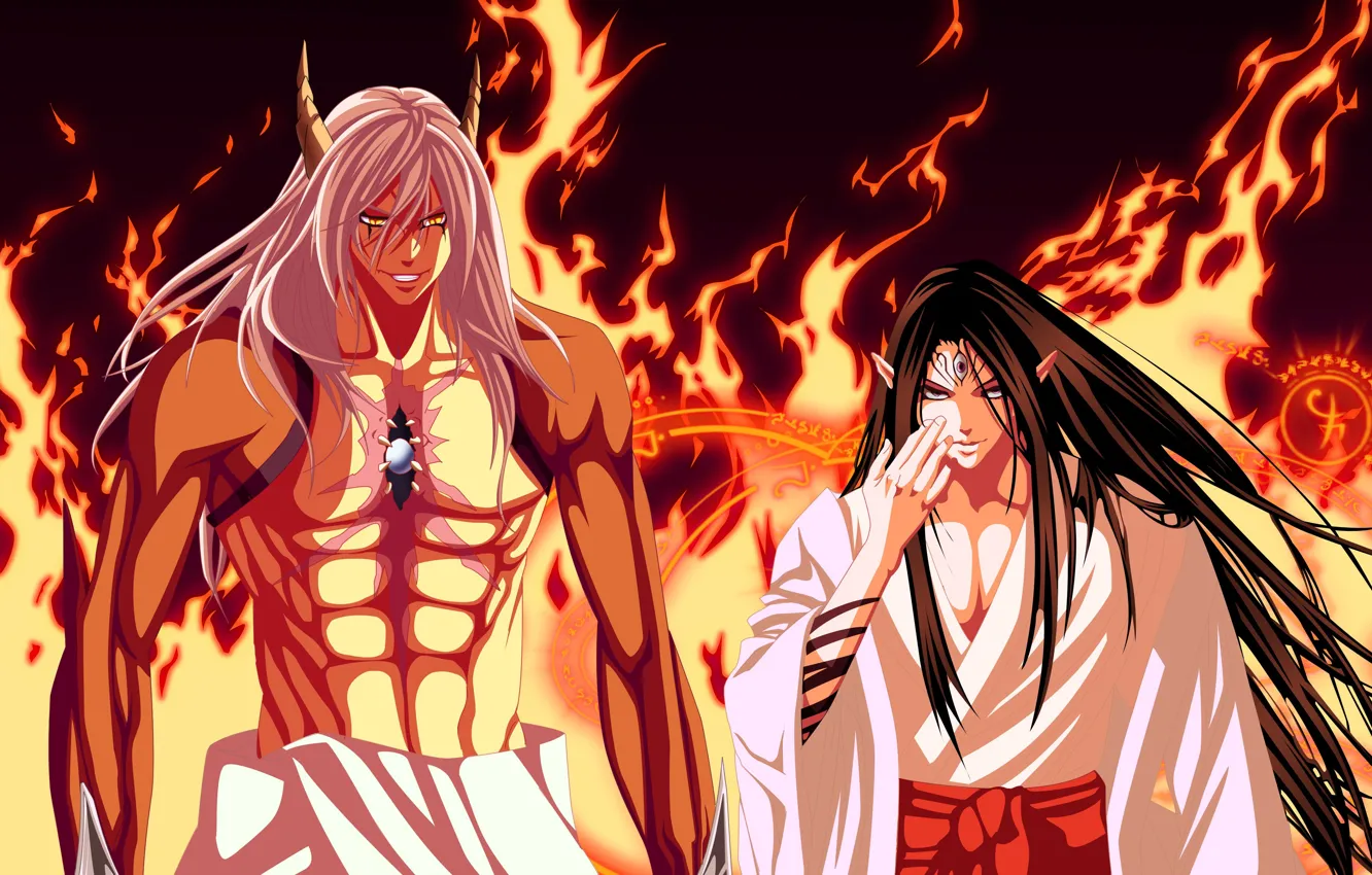 Photo wallpaper fire, flame, game, seal, anime, man, fight, Magic