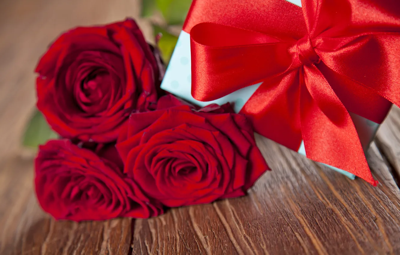Photo wallpaper red, love, romantic, gift, roses, red roses, valentine`s day