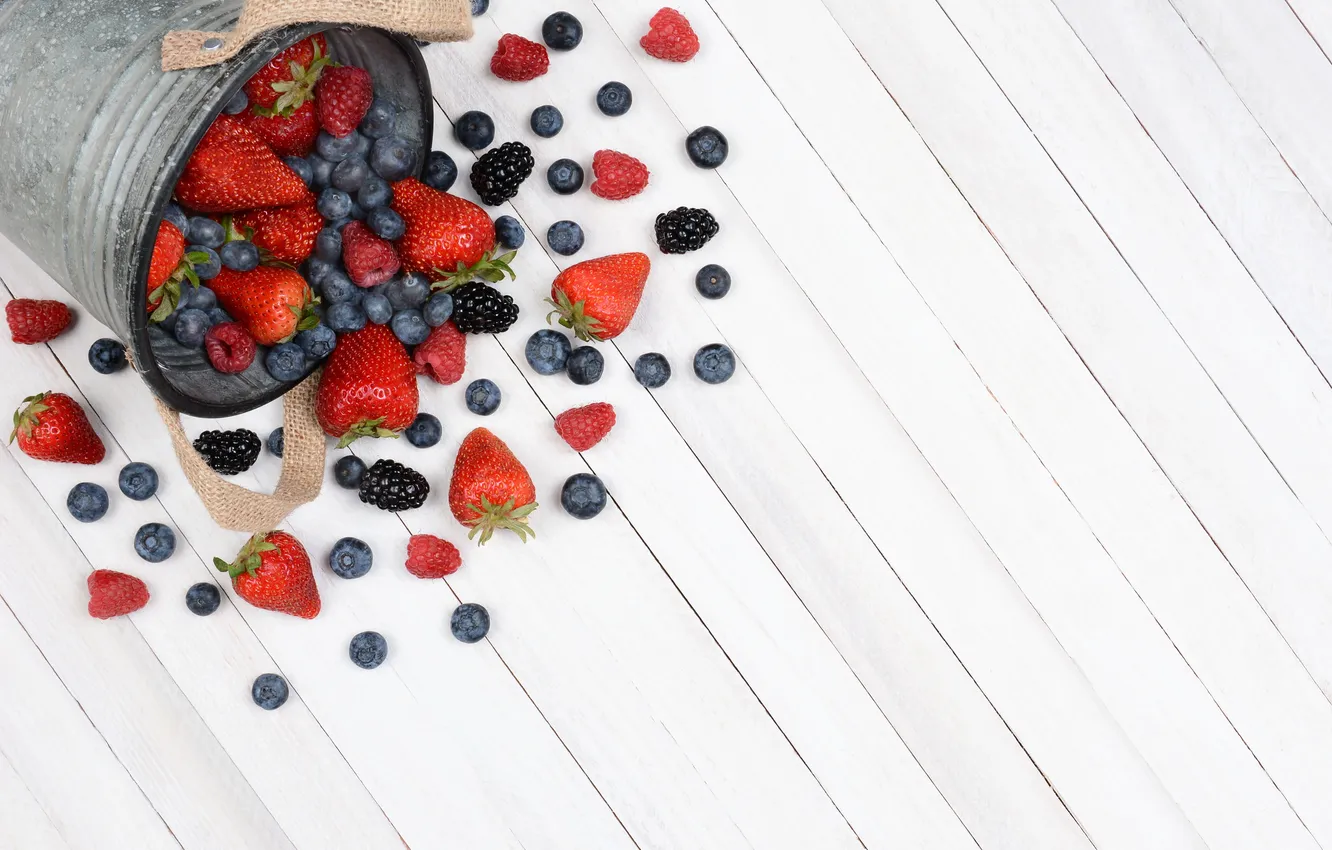Photo wallpaper berries, raspberry, blueberries, strawberry, fresh, BlackBerry, strawberry, berries