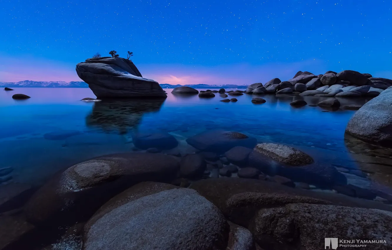 Photo wallpaper photographer, Nevada, Lake Tahoe, Bonsai Rock, Kenji Yamamura