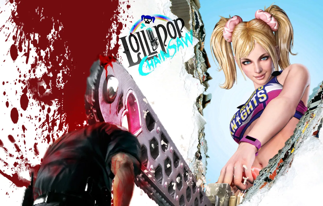 Photo wallpaper girl, blood, cheerleader, blonde, zombies, ponytail, Lollipop Chainsaw, Juliet