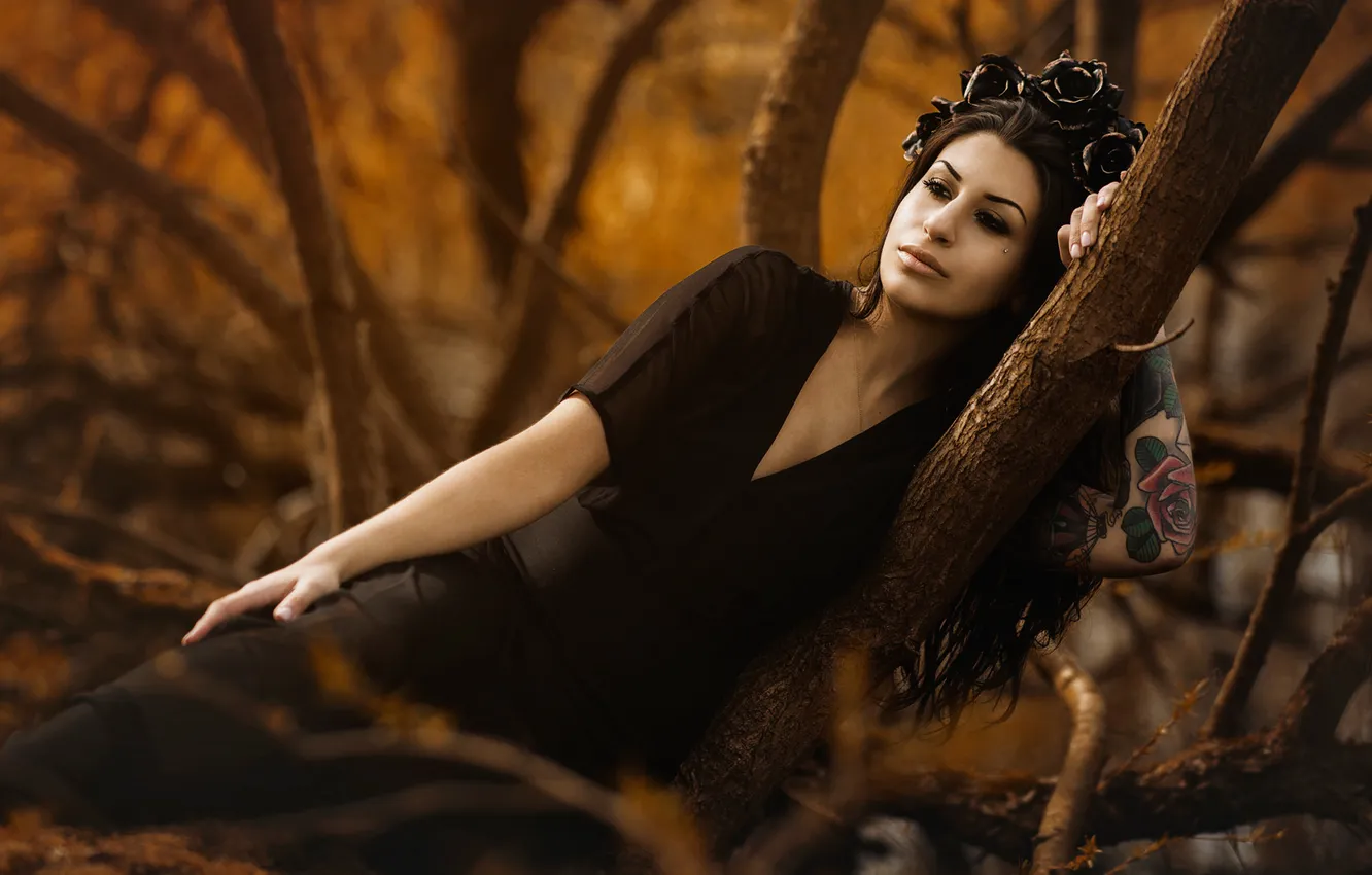 Photo wallpaper look, tattoo, wreath, Tara