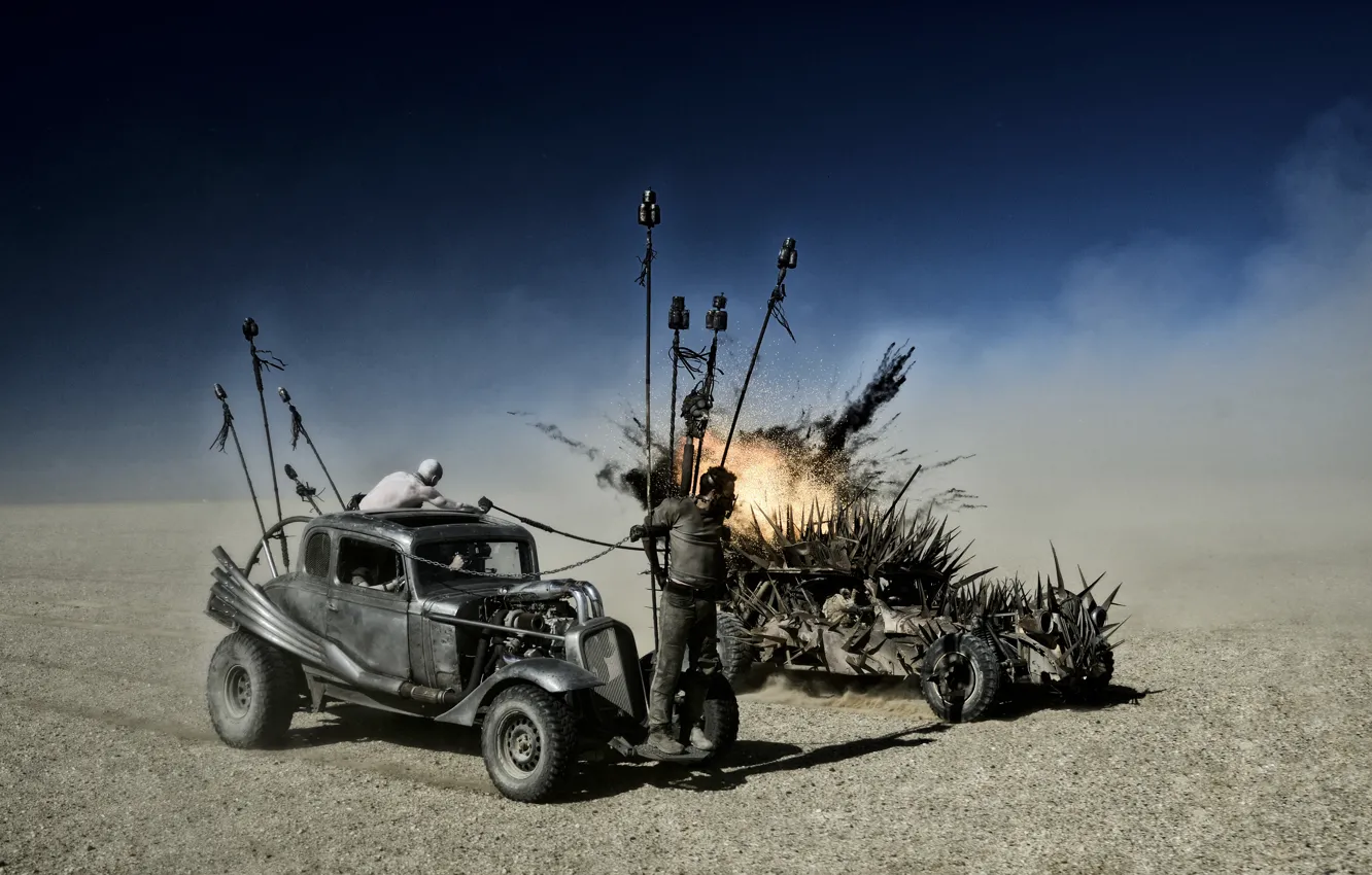 Photo wallpaper desert, chaos, postapocalyptic, prisoner, Mad Max, Fury Road, Mad Max, this moment