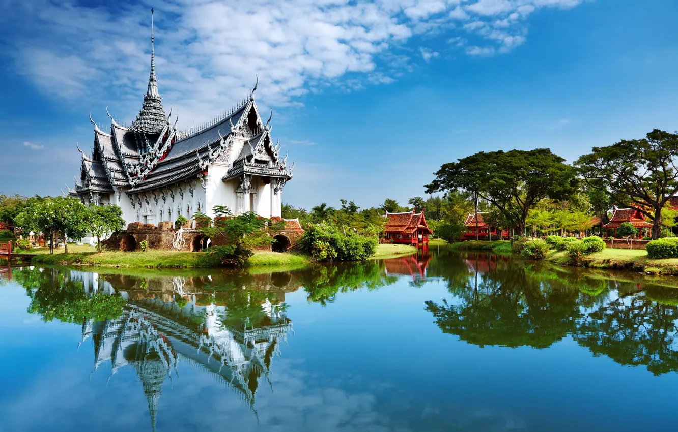 Photo wallpaper lake, house, Palace