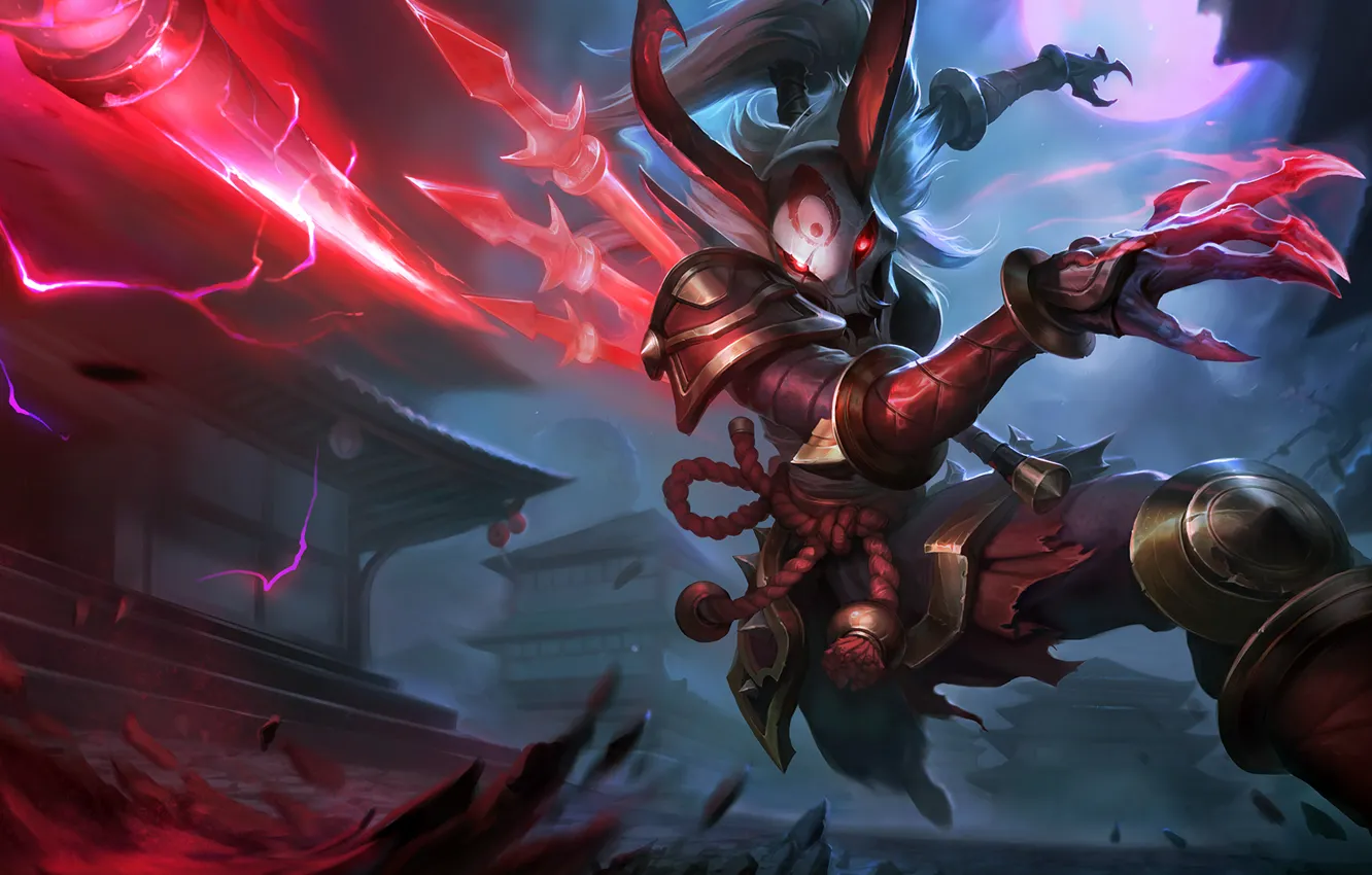Photo wallpaper League of Legends, Kalista, skin, spear, spear of vengeance, bloodmoon, Revenge, LoL