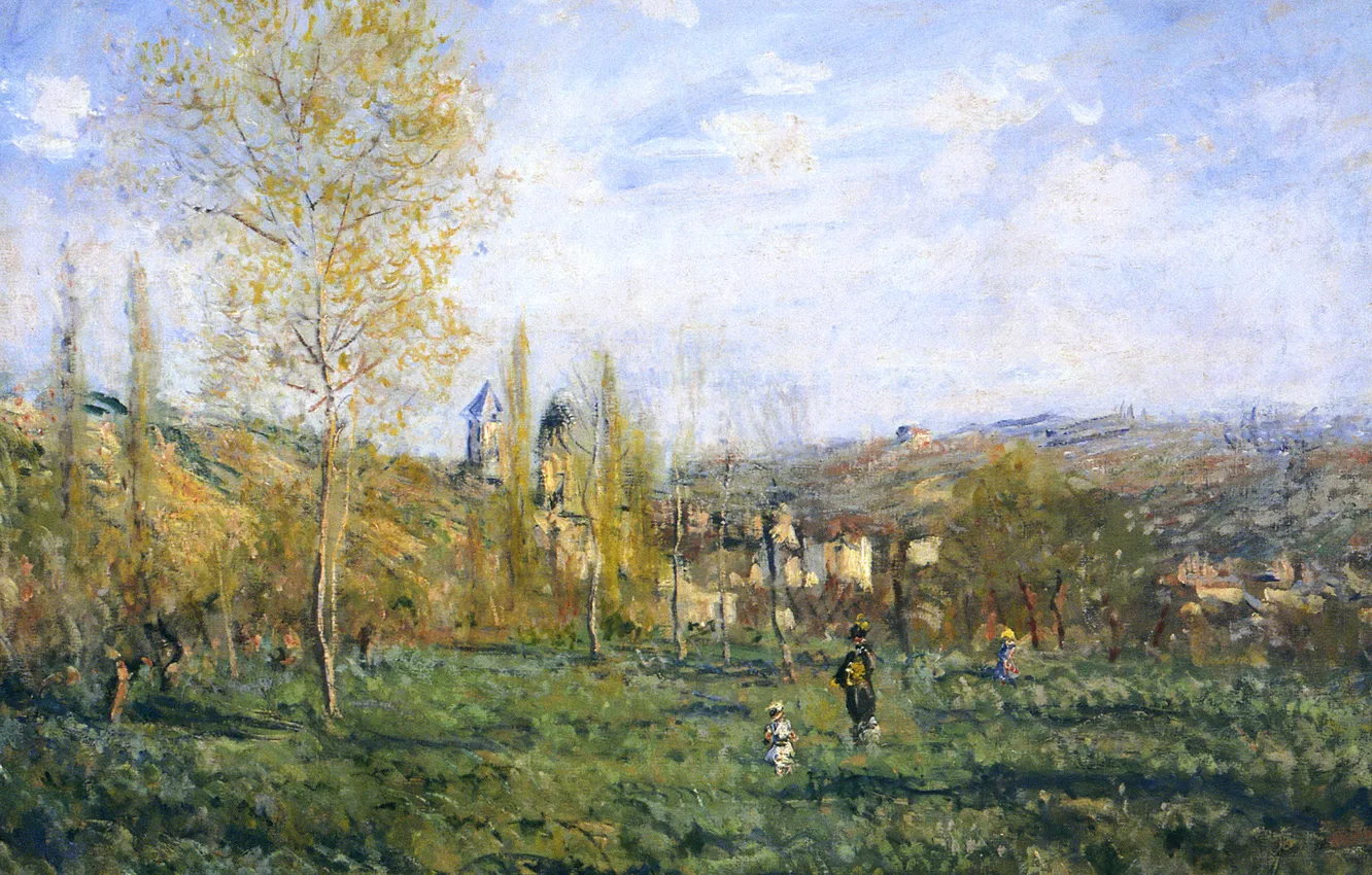 Photo wallpaper landscape, picture, Claude Monet, Springtime in Vétheuil