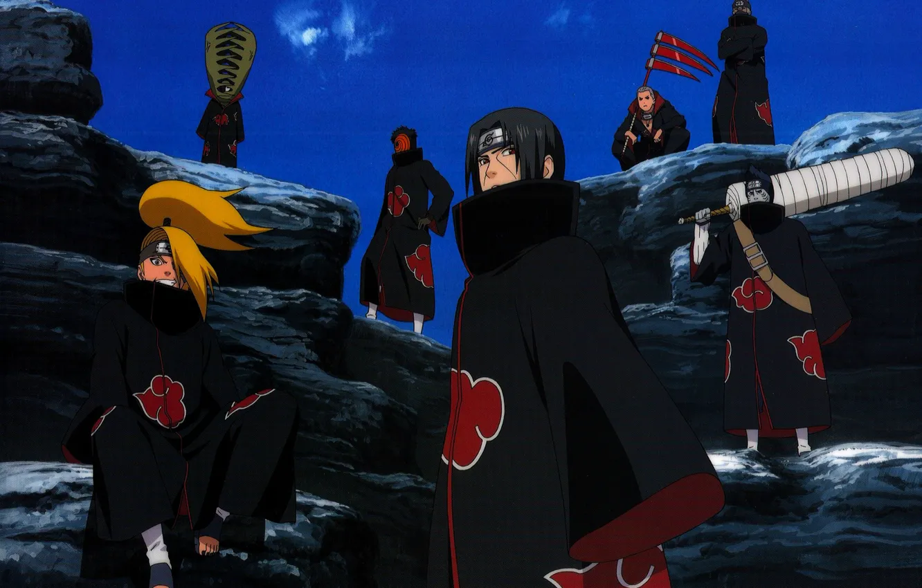 Photo wallpaper the sky, sword, braid, Itachi, ninja, Akatsuki, Deidara, Naruto Shippuden