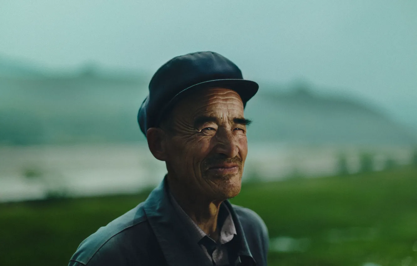 Photo wallpaper hat, bokeh, joy, older man