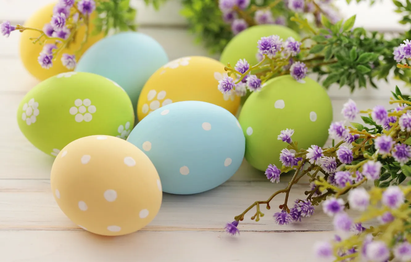 Photo wallpaper flowers, eggs, Easter, eggs