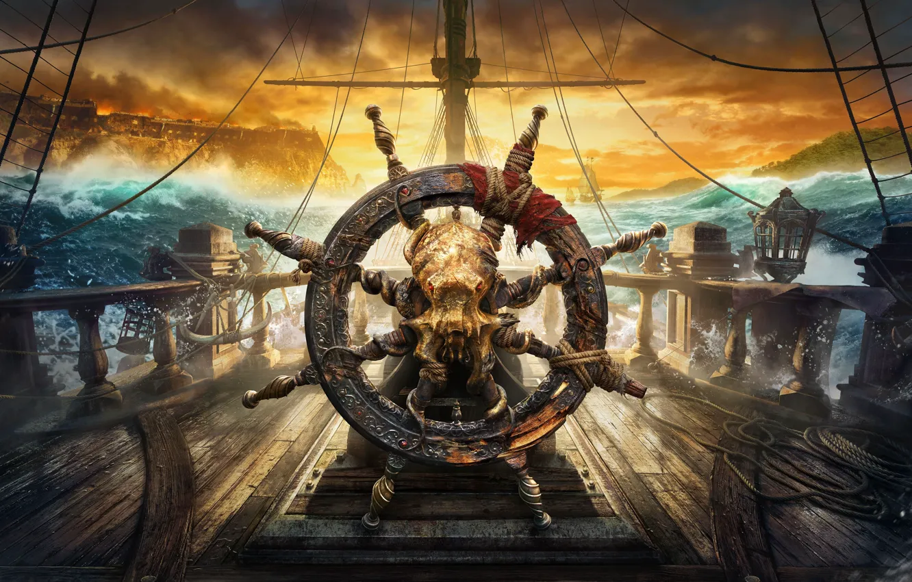 Photo wallpaper The ocean, Sea, The game, Pirates, Ships, Pirates, Ubisoft, Game