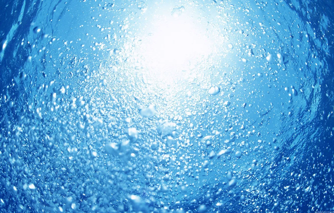 Photo wallpaper water, the sun, bubbles, underwater world