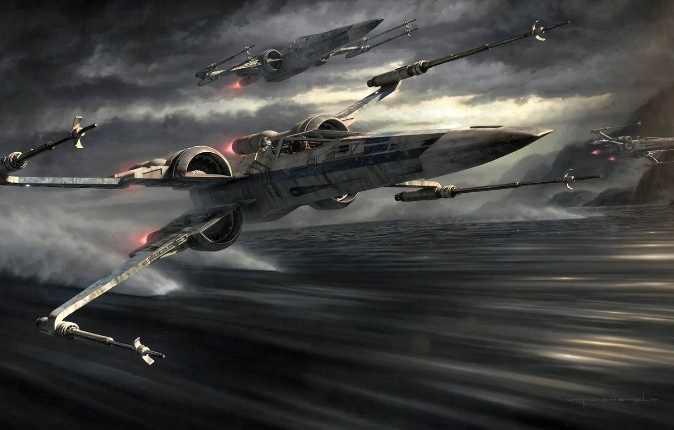 Photo wallpaper Wars, Star, fighters, attack, X Wing, The Rebellion