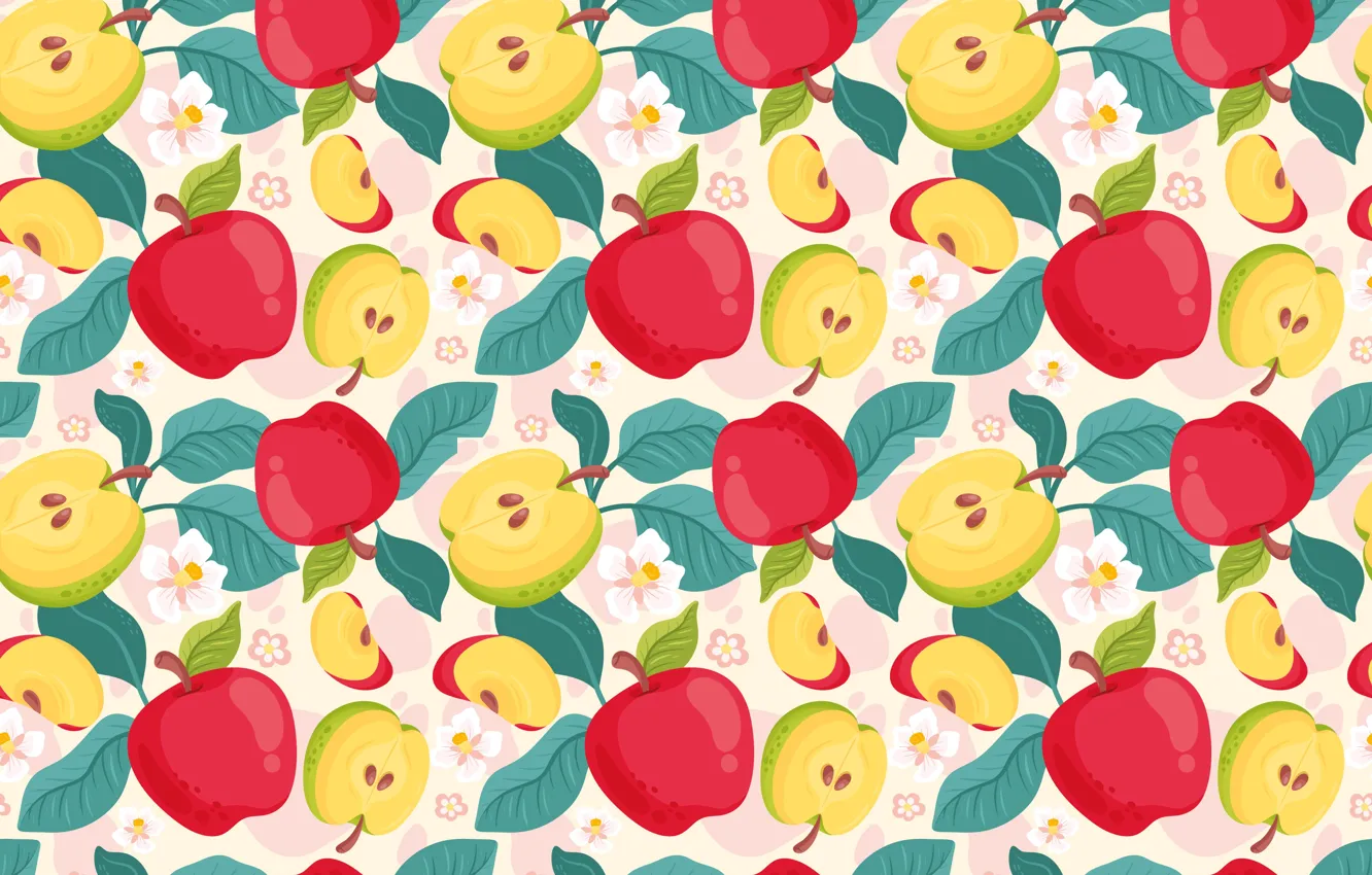 Photo wallpaper background, apples, vector, texture, repetition