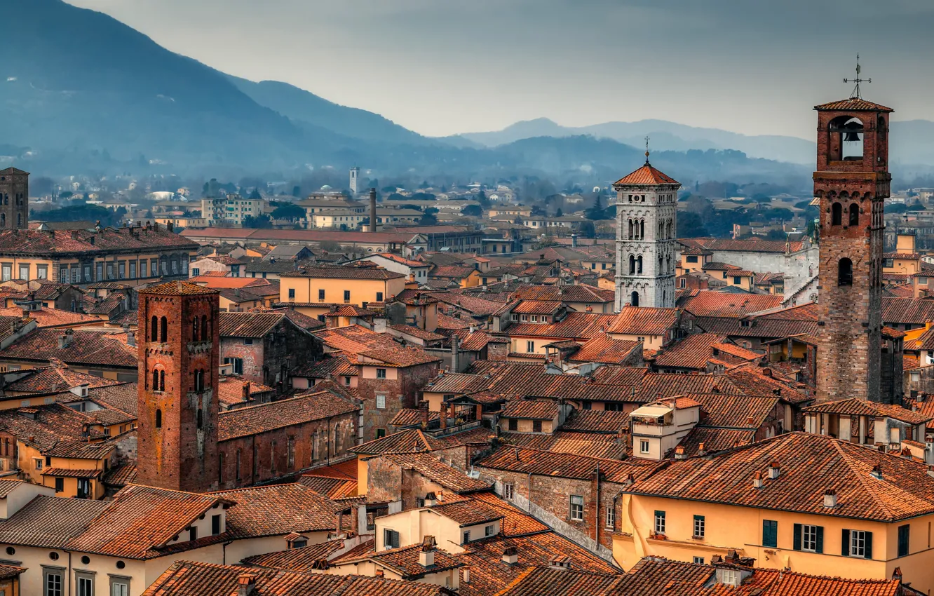 Photo wallpaper building, home, roof, Italy, tower, Italy, Tuscany, the bell tower