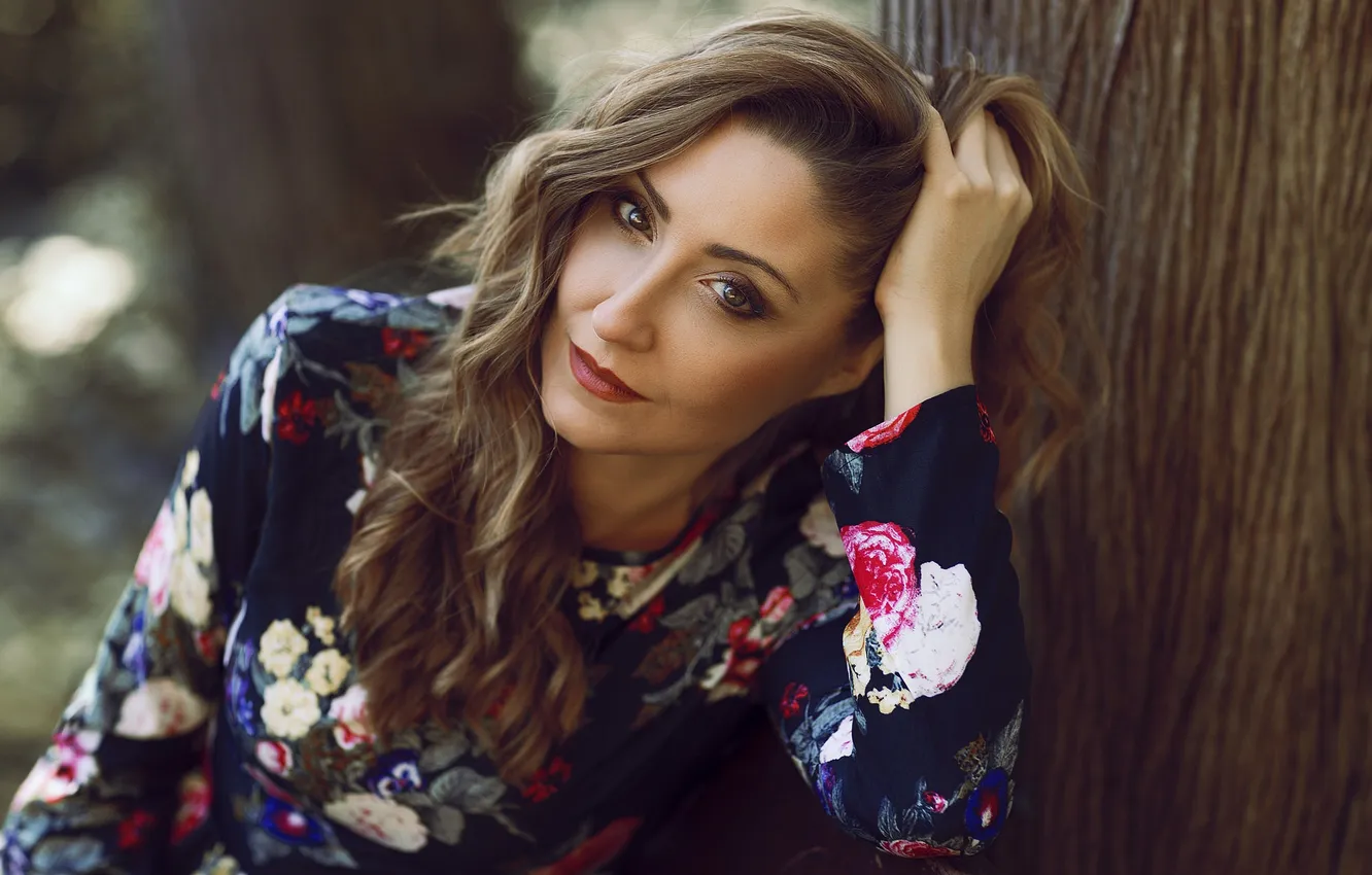 Photo wallpaper look, face, background, hair, makeup