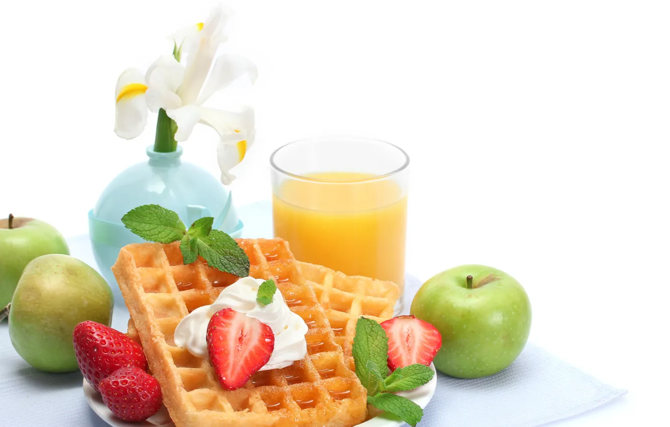 Photo wallpaper flowers, fruit, flowers, fruits, useful, tasty Breakfast, Useful, delicious Breakfast