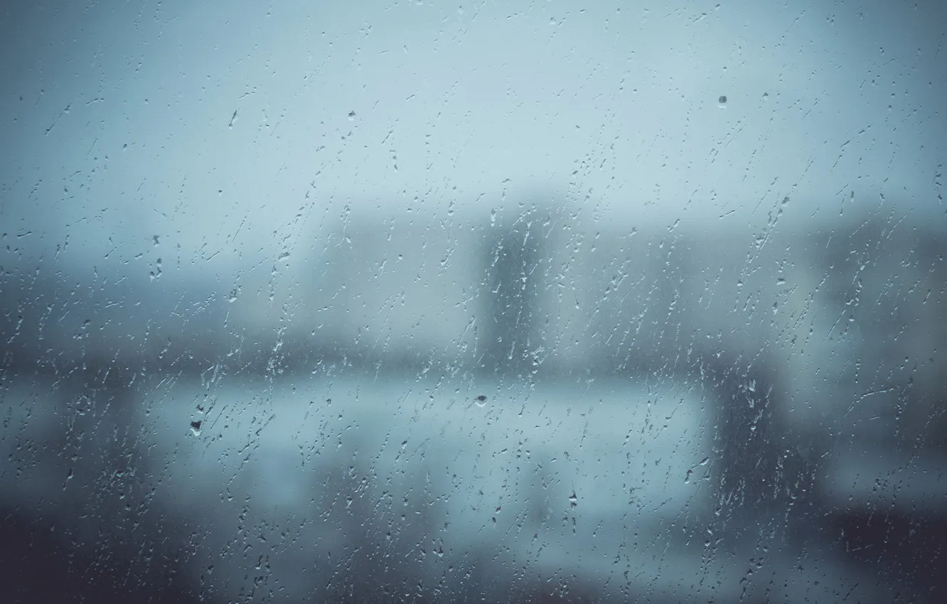 Photo wallpaper glass, rain, overcast, building, aocus