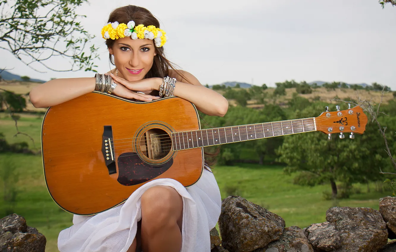 Photo wallpaper girl, music, guitar