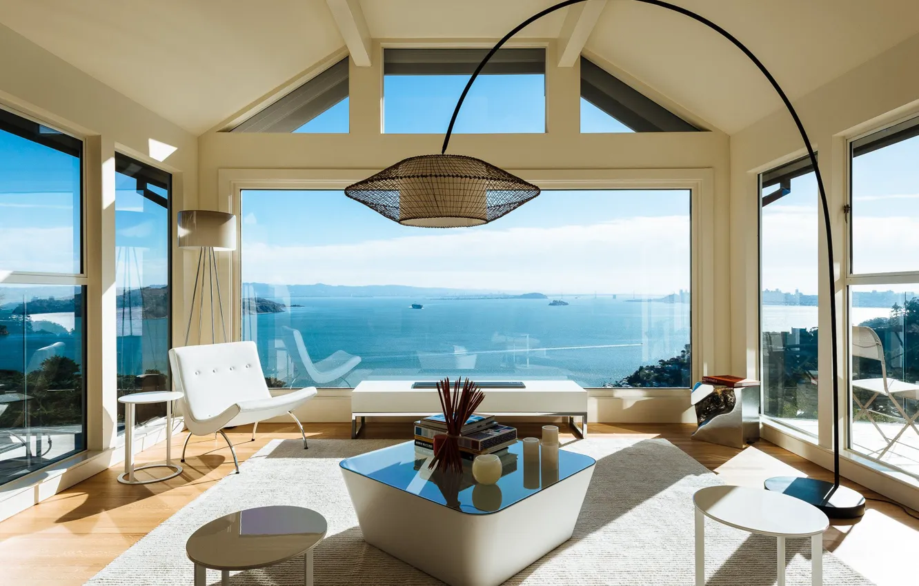 Photo wallpaper glass, Villa, interior, living room, Sausalito Outlook