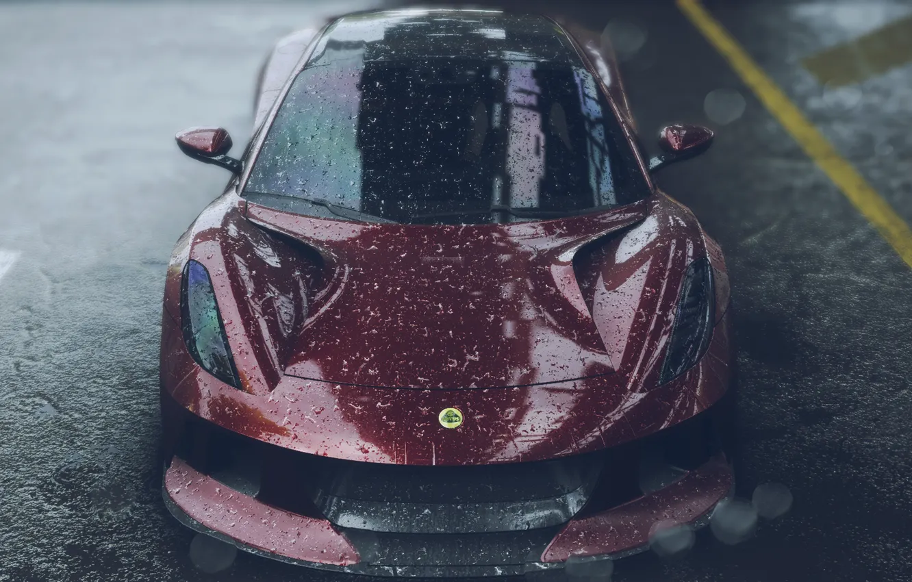 Photo wallpaper rain, Lotus, red, Lotus, Need for Speed, rain, red car, red car