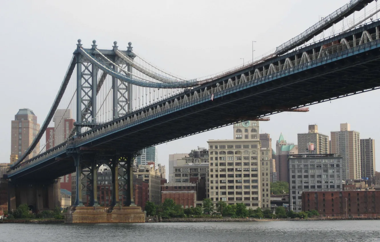 Photo wallpaper New York, Manhattan Bridge, Manhattan bridge, East River