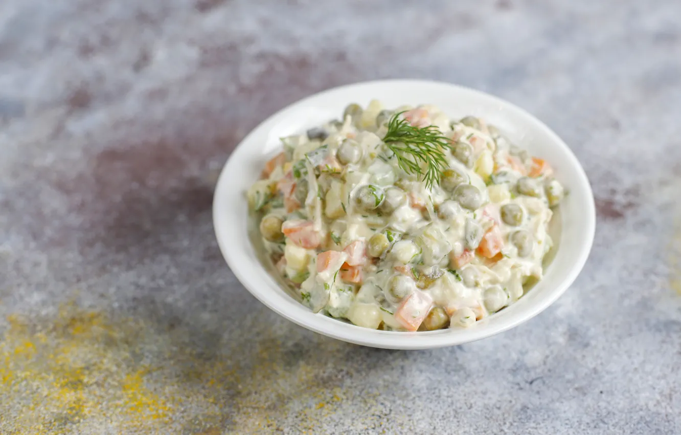 Photo wallpaper background, bowl, salad, bowl, Olivier