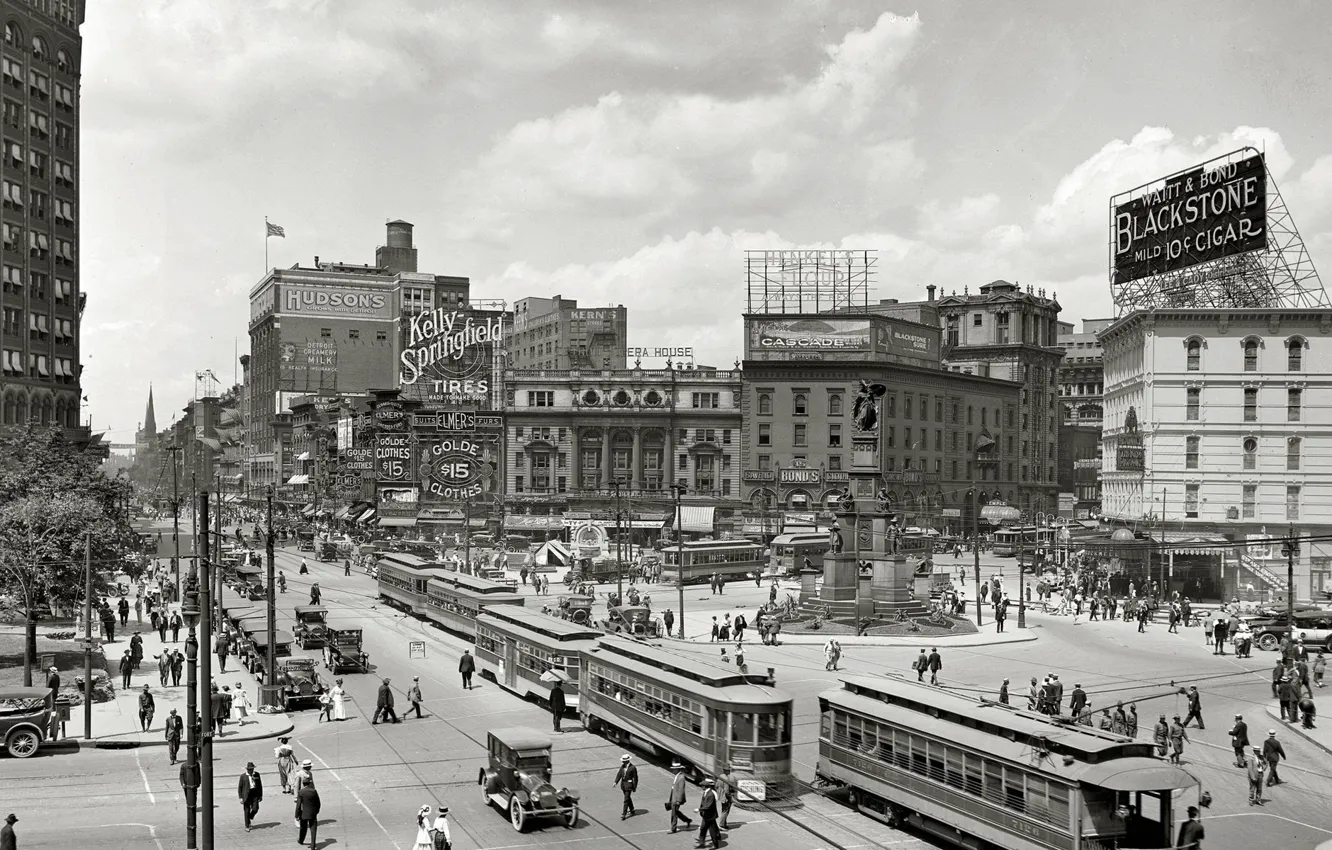 Photo wallpaper street, America, trams