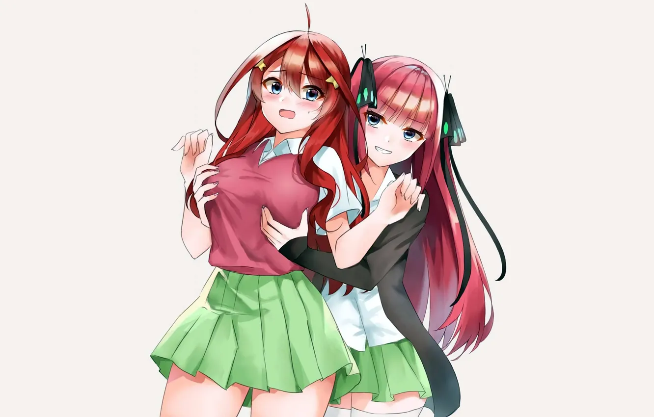 Photo wallpaper girl, sexy, blouse, pink hair, long hair, boobs, anime, beautiful