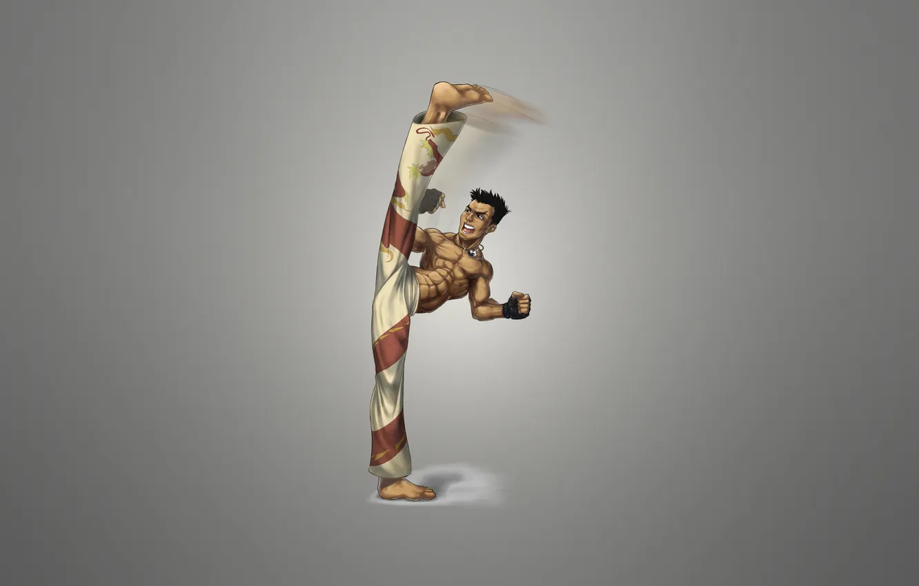 Photo wallpaper people, minimalism, blow, fighter, fighter, karate, kickboxer