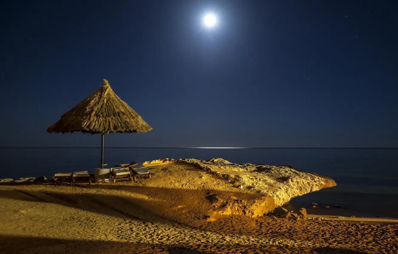 Photo wallpaper the moon, Egypt, The red sea